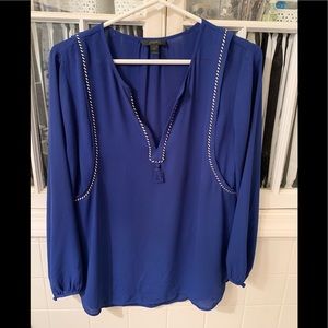 Jcrew long sleeved blouse with tassel